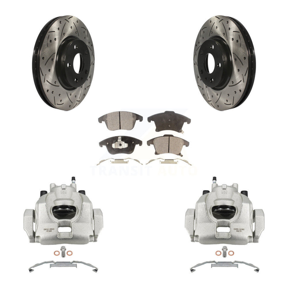 Front Brake Coated Caliper Drill Slot Rotors Ceramic Pad Kit For Ford Fusion Lincoln MKZ KCD-100079T