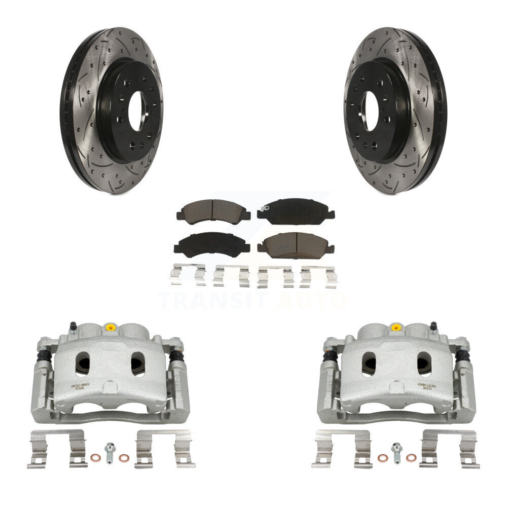 Front Brake Caliper Drill Slot Rotor Ceramic Pad Kit For Chevrolet GMC Silverado 1500 XL KCD-100080C