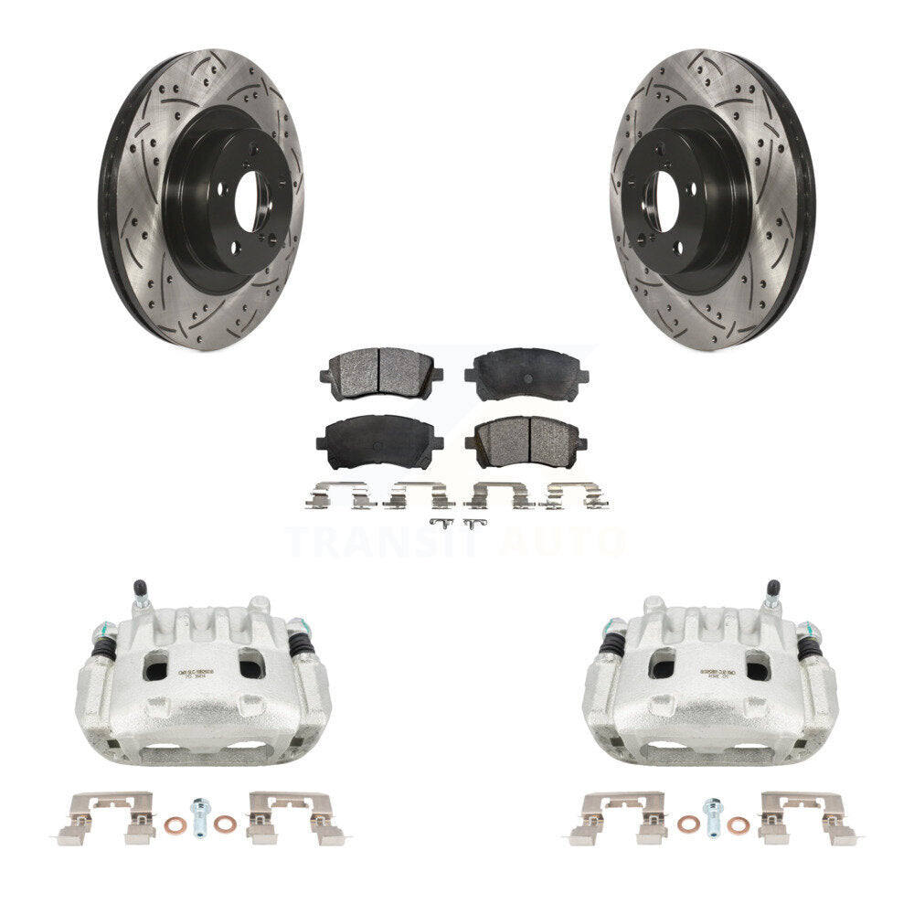 Front Brake Caliper Drill Slot Rotors Ceramic Pad Kit For 03 Subaru Impreza WRX To 06 02 KCD-100080T