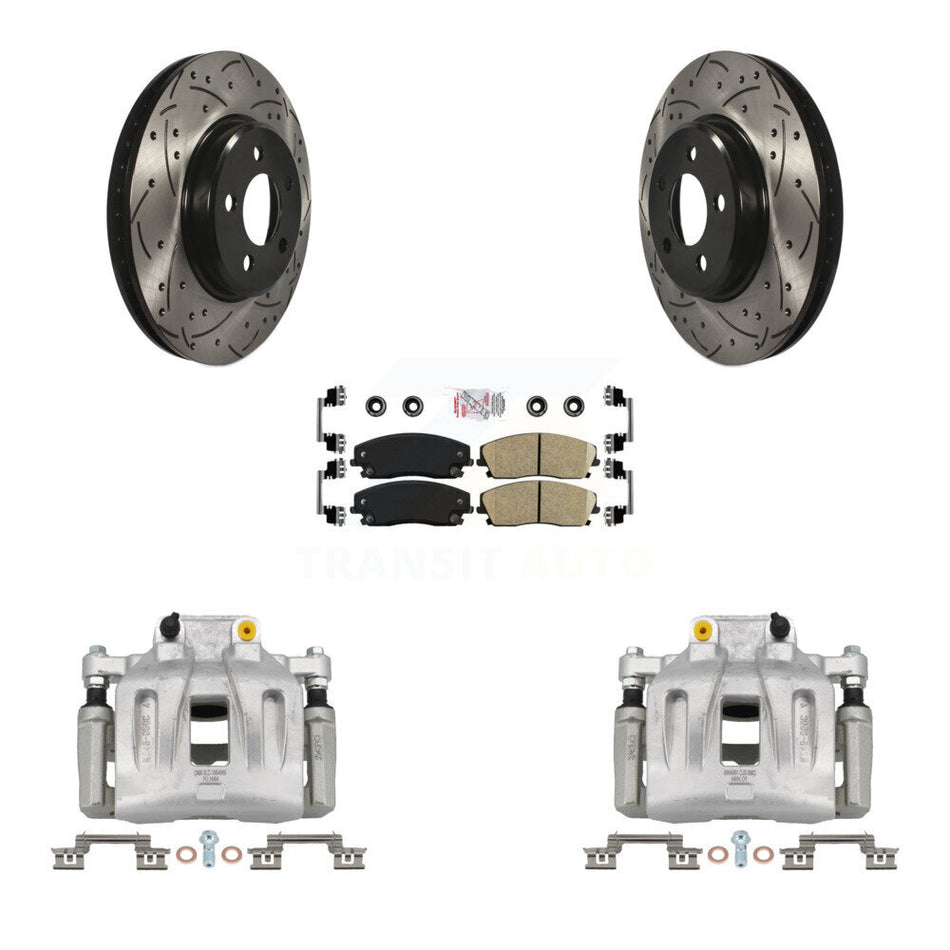 Front Brake Coat Caliper Drill Slot Rotor Ceramic Pad Kit For Dodge Chrysler 300 Charger KCD-100083N
