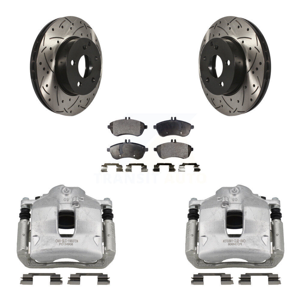 Front Disc Brake Coated Caliper Drill Slot Rotors Ceramic Pad Kit For Mercedes-Benz C250 KCD-100083T