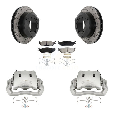 Front Brake Coated Caliper Drill Slot Rotors Ceramic Pad Kit For International TerraStar KCD-100084T