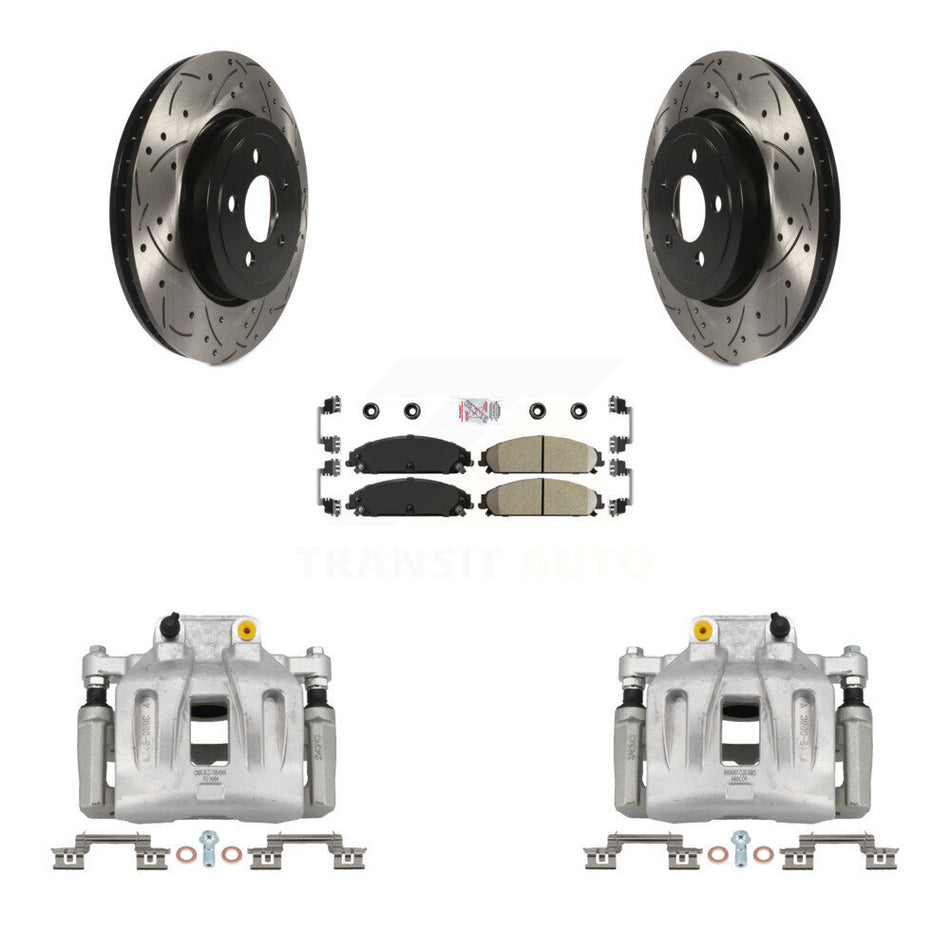 Front Brake Coat Caliper Drill Slot Rotor Ceramic Pad Kit For Chrysler 300 Dodge Charger KCD-100086N