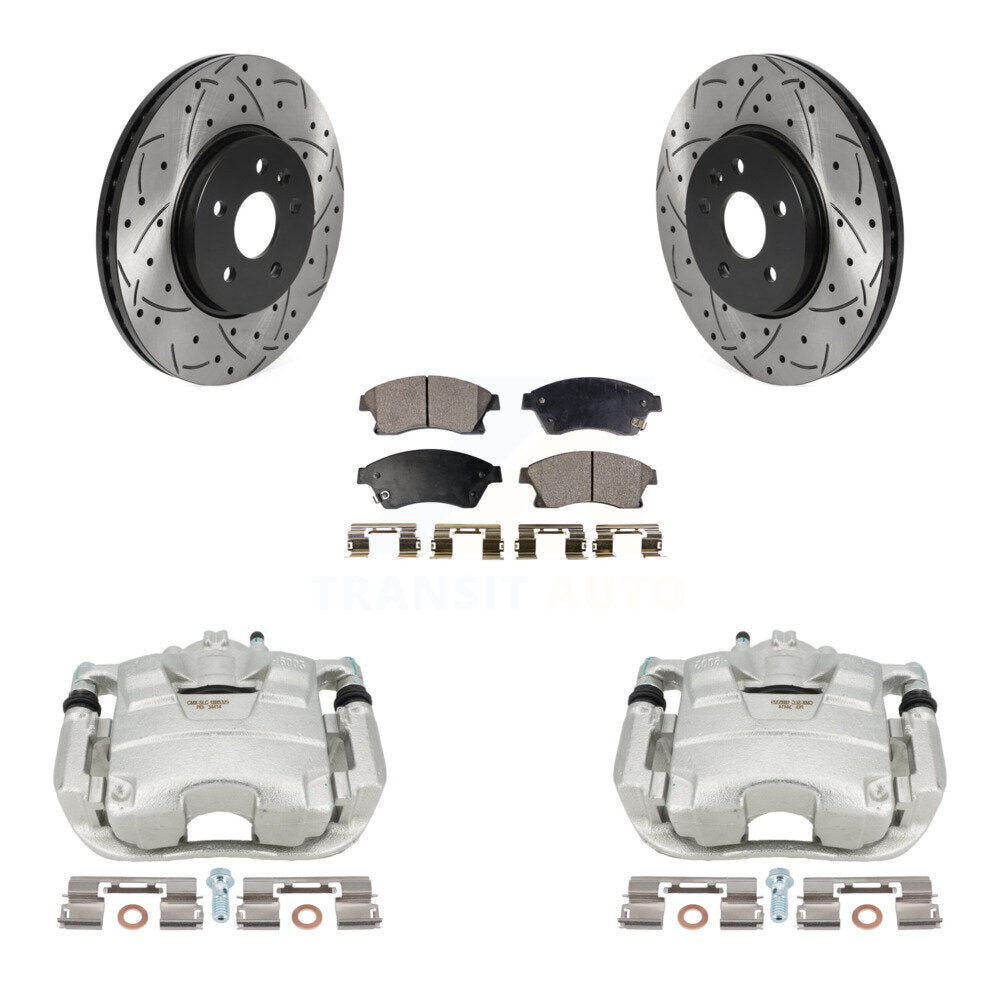 Front Disc Brake Coated Caliper Drilled Slotted Rotors And Ceramic Pads Kit For 2013-2017 Buick Encore Chevrolet Trax KCD-100087T by Transit Auto