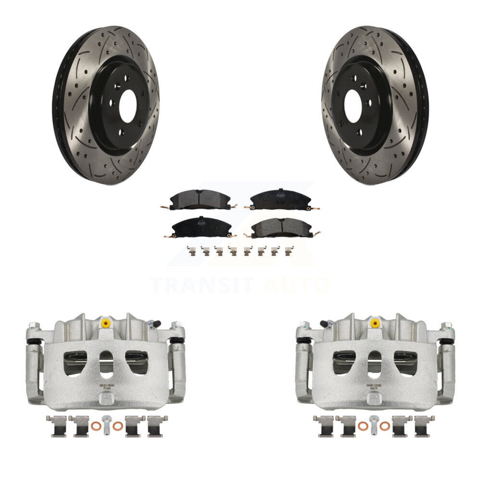 Front Brake Caliper Drill Slot Rotors Semi-Metallic Pad Kit For 2013 Ford Explorer Sport KCD-100095P