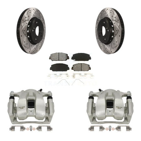 Front Brake Coat Caliper Drill Slot Rotors Semi-Metallic Pad Kit For 2016-2018 Acura RDX KCD-100096S