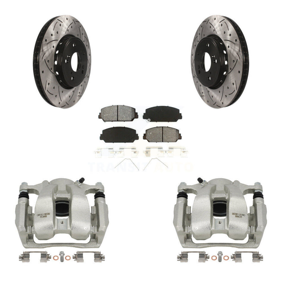 Front Brake Coat Caliper Drill Slot Rotors Semi-Metallic Pad Kit For 2016-2018 Acura RDX KCD-100096S