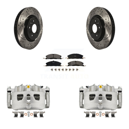 Front Brake Coated Caliper Drill Slot Rotor Ceramic Pad Kit For 2013 Ford Explorer Sport KCD-100096T