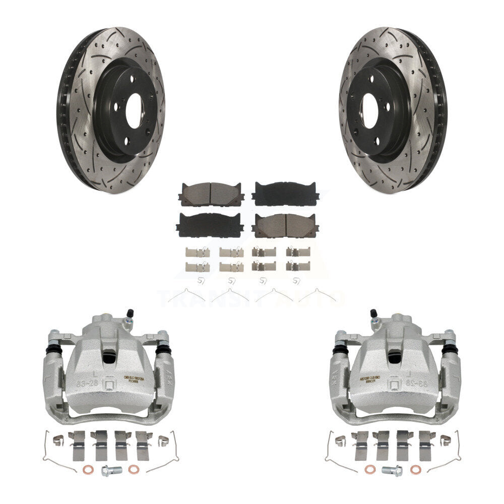 Front Brake Caliper Drill Slot Rotor Ceramic Pad Kit For Toyota Camry Lexus ES350 Avalon KCD-100097C