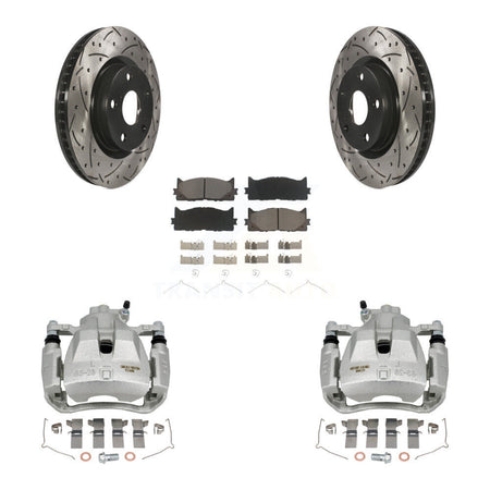 Front Brake Caliper Drill Slot Rotor Ceramic Pad Kit For Toyota Camry Lexus ES350 Avalon KCD-100097C