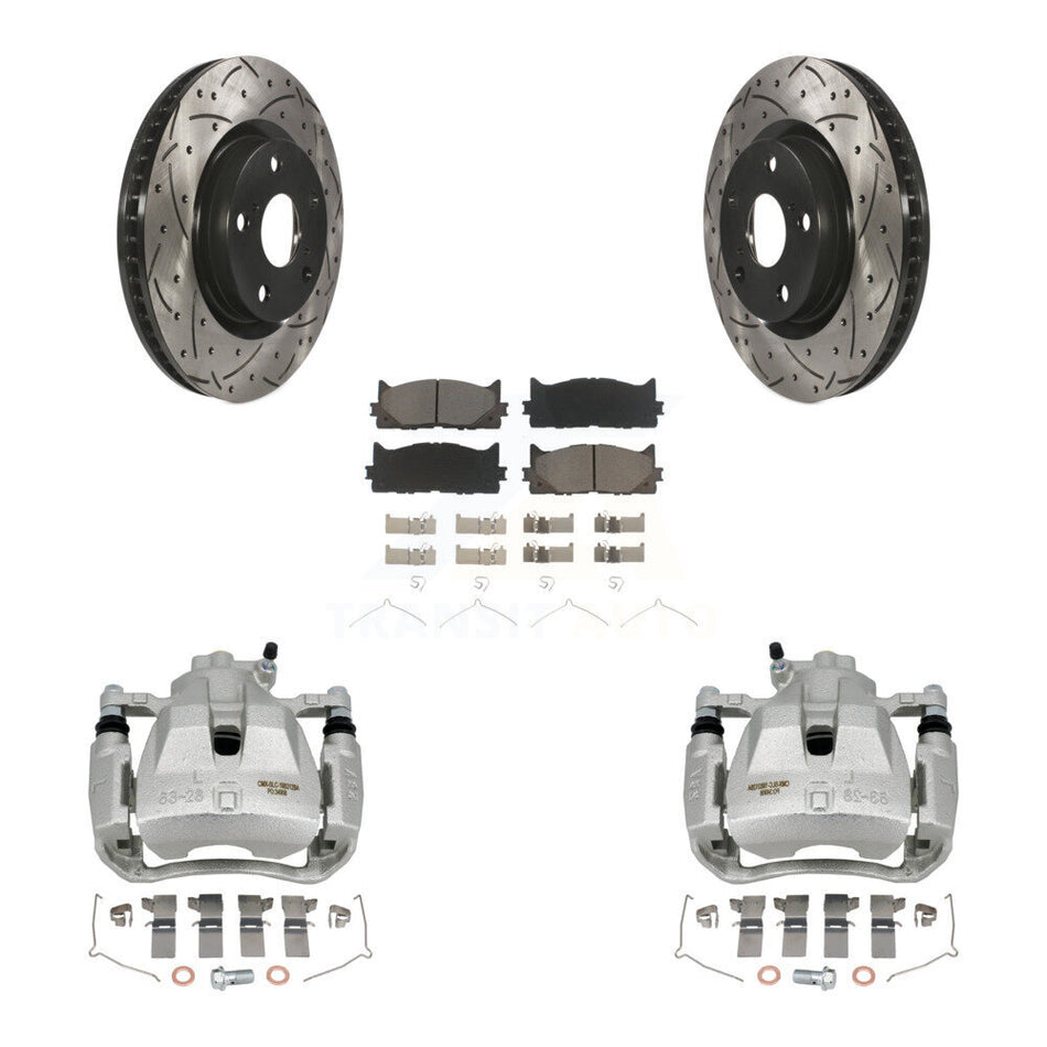 Front Brake Caliper Drill Slot Rotor Ceramic Pad Kit For Toyota Camry Lexus ES350 Avalon KCD-100097C