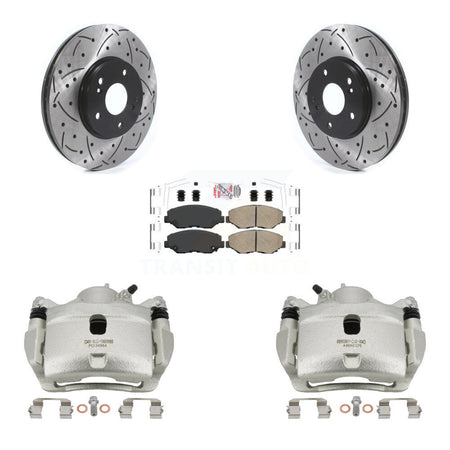 Front Disc Brake Coated Caliper Drilled Slotted Rotor & Ceramic Pad Kit For Honda Accord KCD-100098N