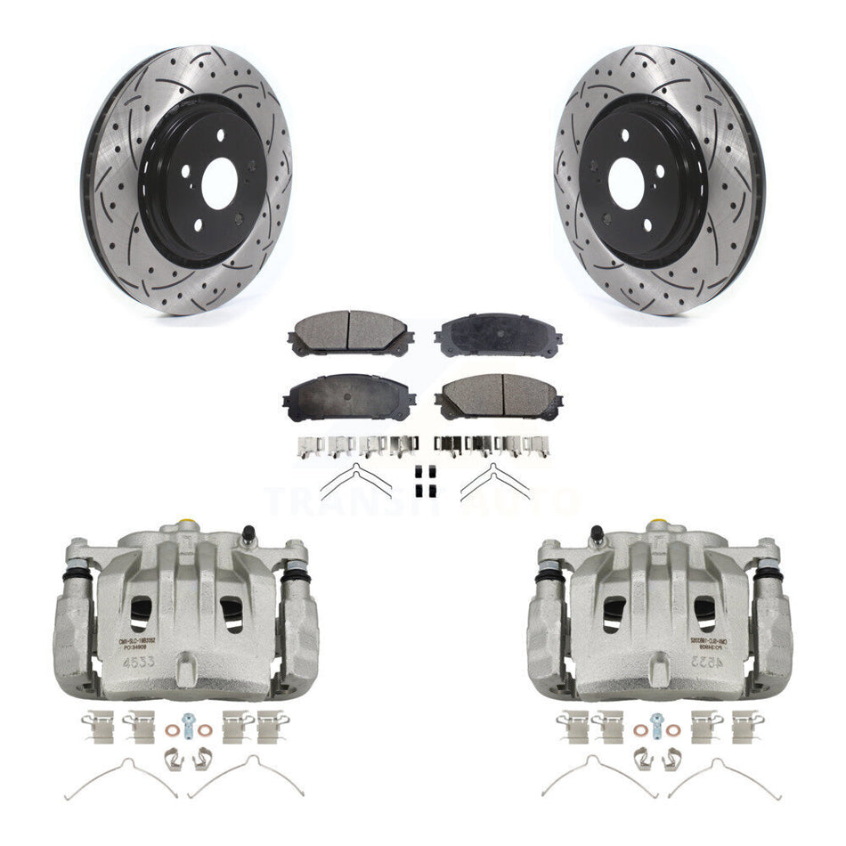 Front Brake Caliper Drill Slot Rotors Semi-Metallic Pad Kit For Lexus NX350h NX350 NX250 KCD-100099P