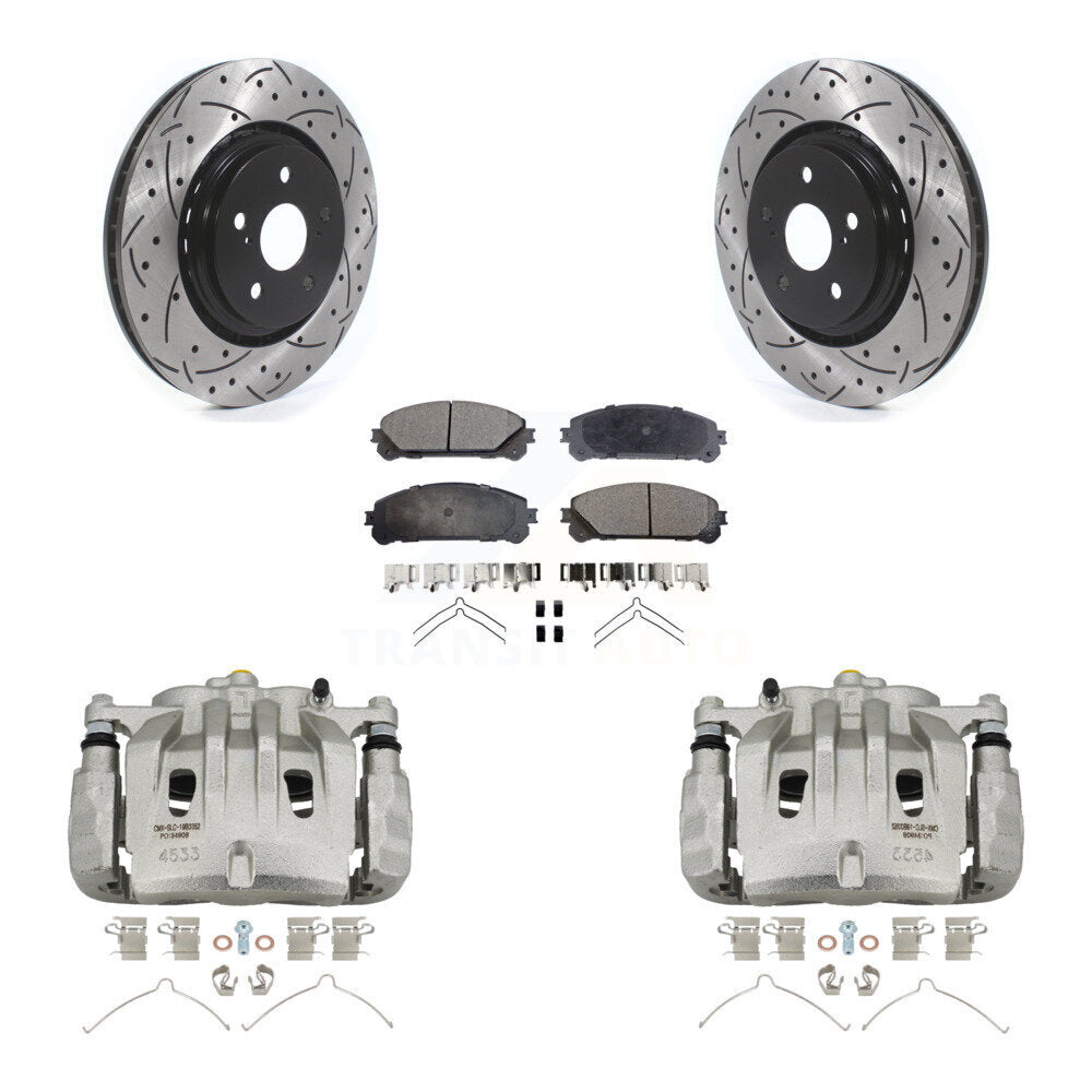 Front Brake Caliper Drilled Slot Rotor Ceramic Pad Kit For 2022 Lexus NX350h NX350 NX250 KCD-100100T
