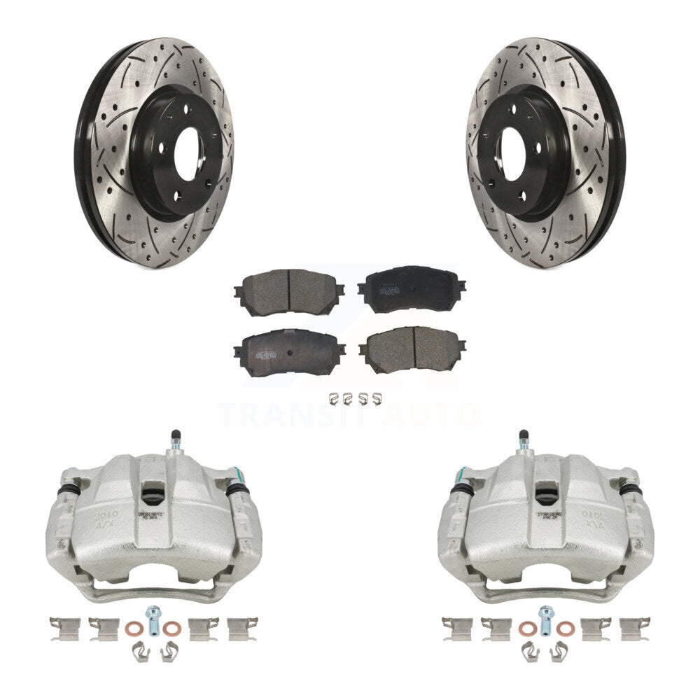 Front Disc Brake Coated Caliper Drilled Slotted Rotors And Ceramic Pads Kit For Mazda 6 KCD-100108T