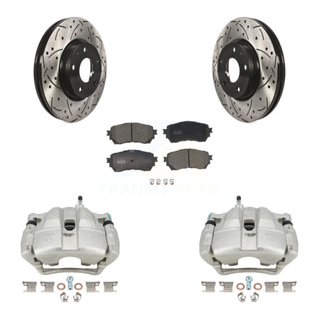 Front Disc Brake Coated Caliper Drilled Slotted Rotors And Ceramic Pads Kit For Mazda 6 KCD-100108T
