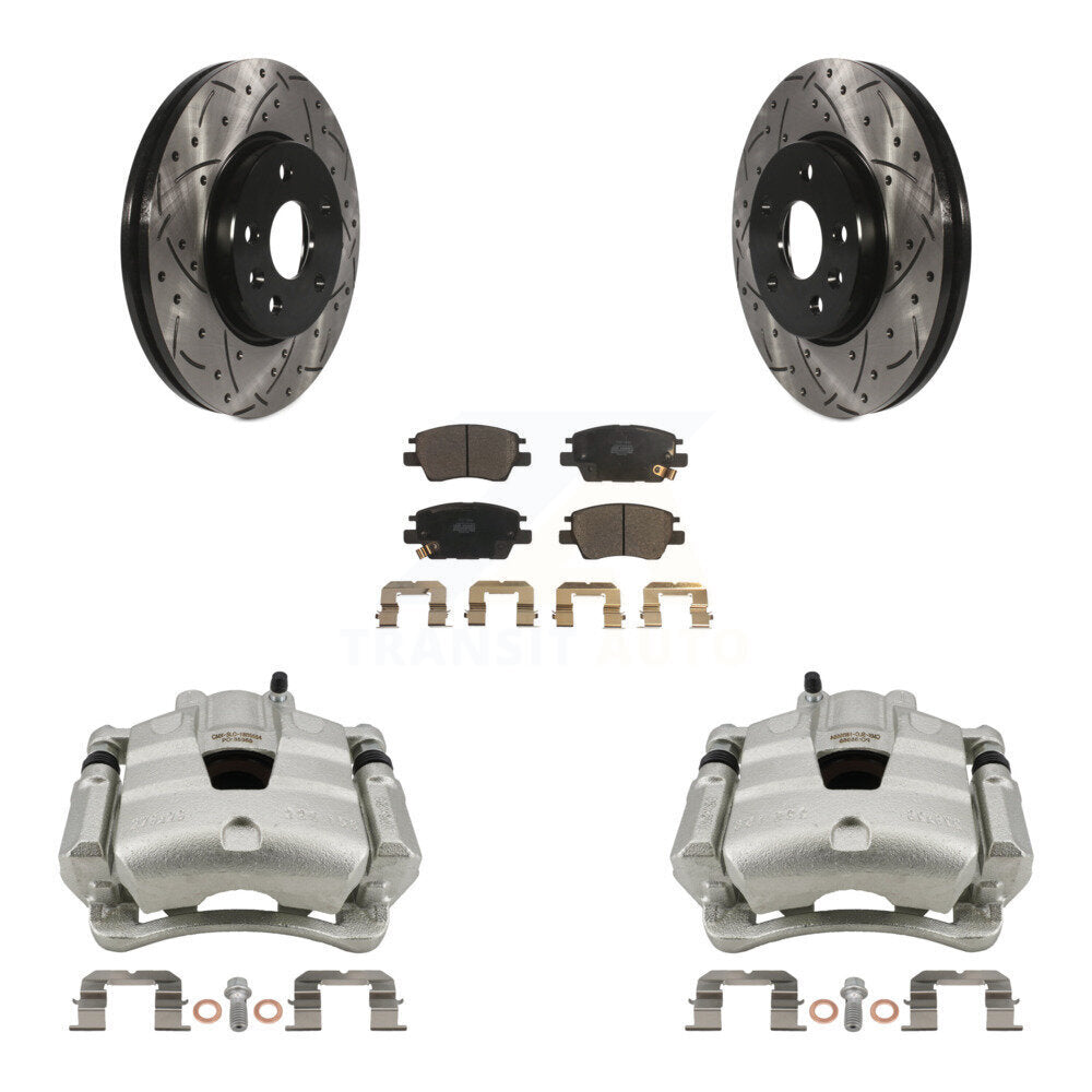Front Brake Caliper Drill Slotted Rotor Ceramic Pad Kit For Chevrolet Cruze Bolt EV Volt KCD-100110T