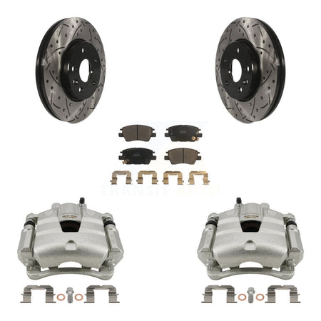 Front Brake Caliper Drill Slotted Rotor Ceramic Pad Kit For Chevrolet Cruze Bolt EV Volt KCD-100110T