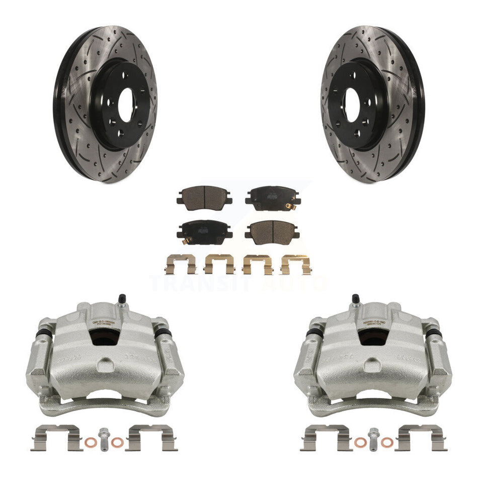 Front Brake Caliper Drill Slotted Rotor Ceramic Pad Kit For Chevrolet Cruze Bolt EV Volt KCD-100110T