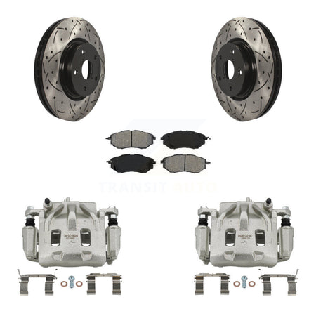 Front Brake Caliper Drill Slot Rotor Semi-Metallic Pad Kit For Subaru Outback WRX Legacy KCD-100112S