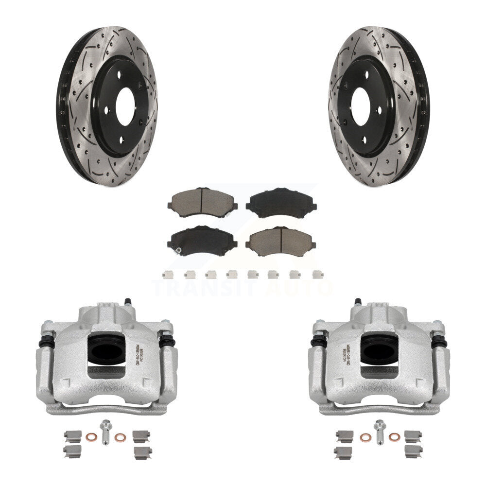 Front Brake Caliper Drill Slot Rotors Ceramic Pad Kit For Dodge Grand Caravan Chrysler & KCD-100113C