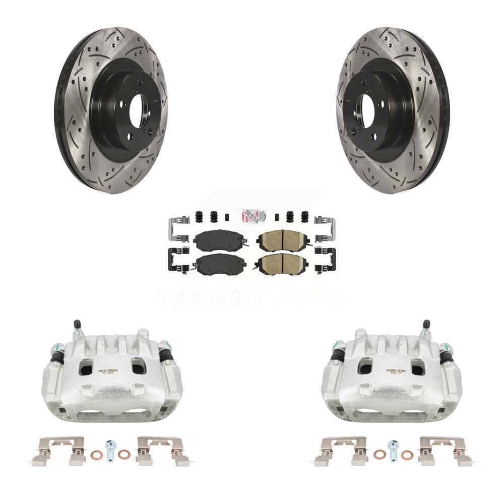Front Brake Coat Caliper Drill Slot Rotor Ceramic Pad Kit For Subaru Forester Impreza XV KCD-100113N