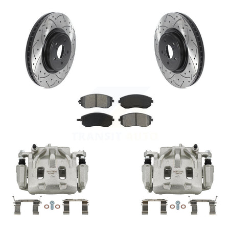 Front Disc Brake Coated Caliper Drill Slot Rotor Semi-Metallic Pad Kit For Subaru Legacy KCD-100114S