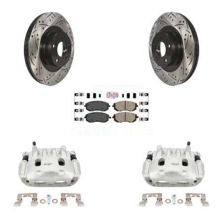 Front Brake Caliper Drill Slot Rotor Ceramic Pad Kit For Subaru Outback Impreza Forester KCD-100117N
