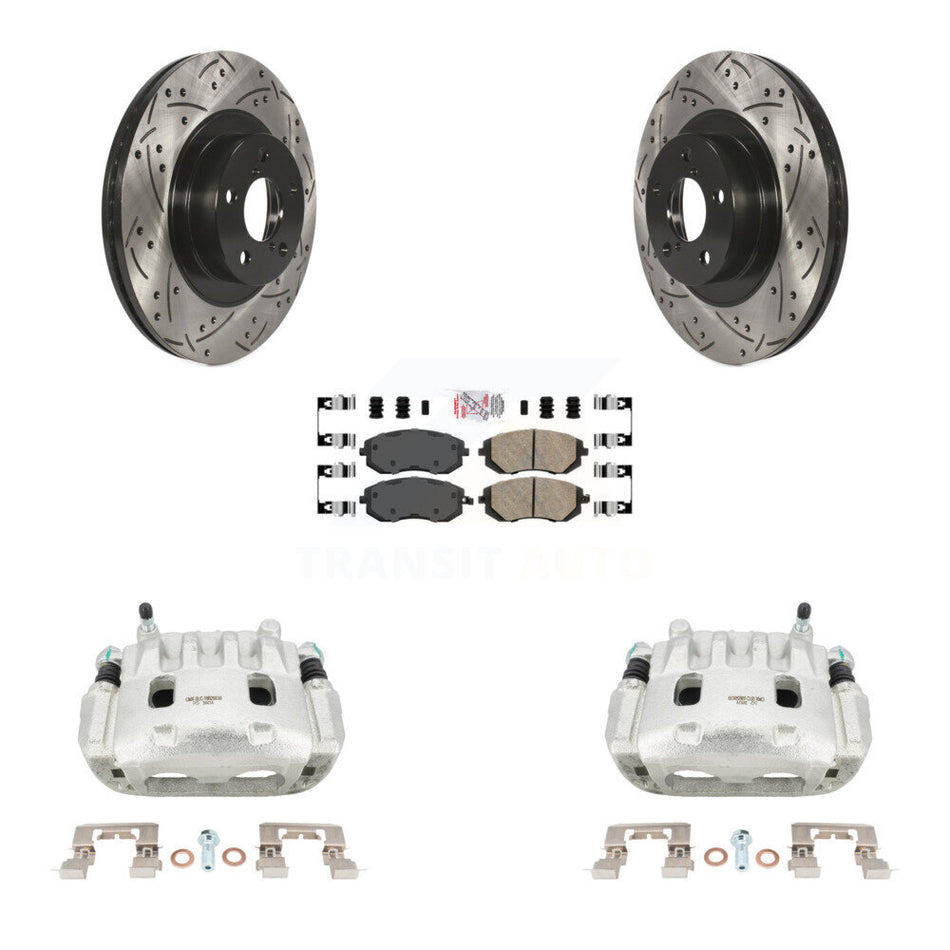 Front Brake Caliper Drill Slot Rotor Ceramic Pad Kit For Subaru Outback Impreza Forester KCD-100117N