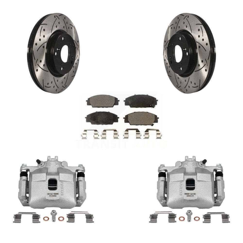 Front Brake Coat Caliper Drill Slot Rotor Ceramic Pad Kit For 2002-2006 Acura RSX Type-S KCD-100117T