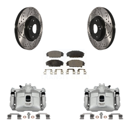 Front Brake Coat Caliper Drill Slot Rotor Ceramic Pad Kit For 2002-2006 Acura RSX Type-S KCD-100117T