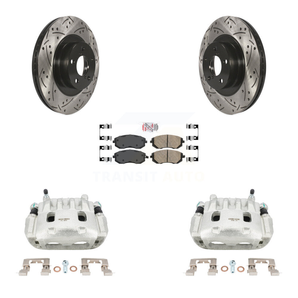 Front Brake Caliper Drill Slot Rotor Ceramic Pad Kit For Subaru Outback Impreza Forester KCD-100118N