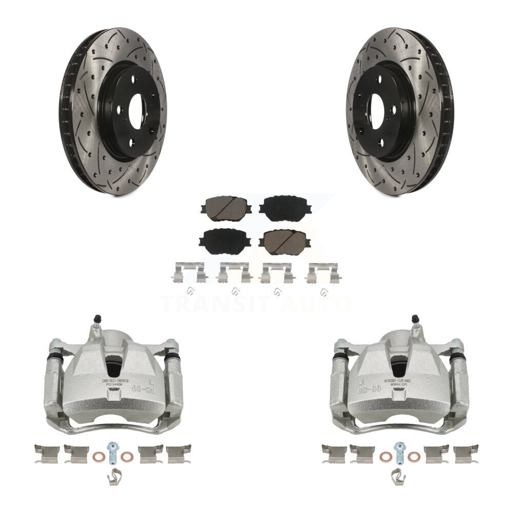 Front Brake Caliper Drill Slot Rotor Ceramic Pad Kit For Lexus IS250 Base with Sedan RWD KCD-100122C