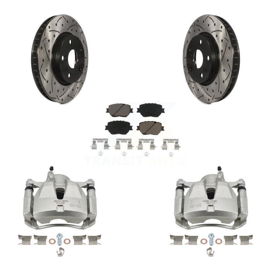 Front Brake Caliper Drill Slot Rotor Ceramic Pad Kit For Lexus IS250 Base with Sedan RWD KCD-100122C