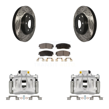 Front Brake Caliper Drill Slot Rotor Semi-Metallic Pad Kit For Dodge Chrysler 300 Magnum KCD-100124P
