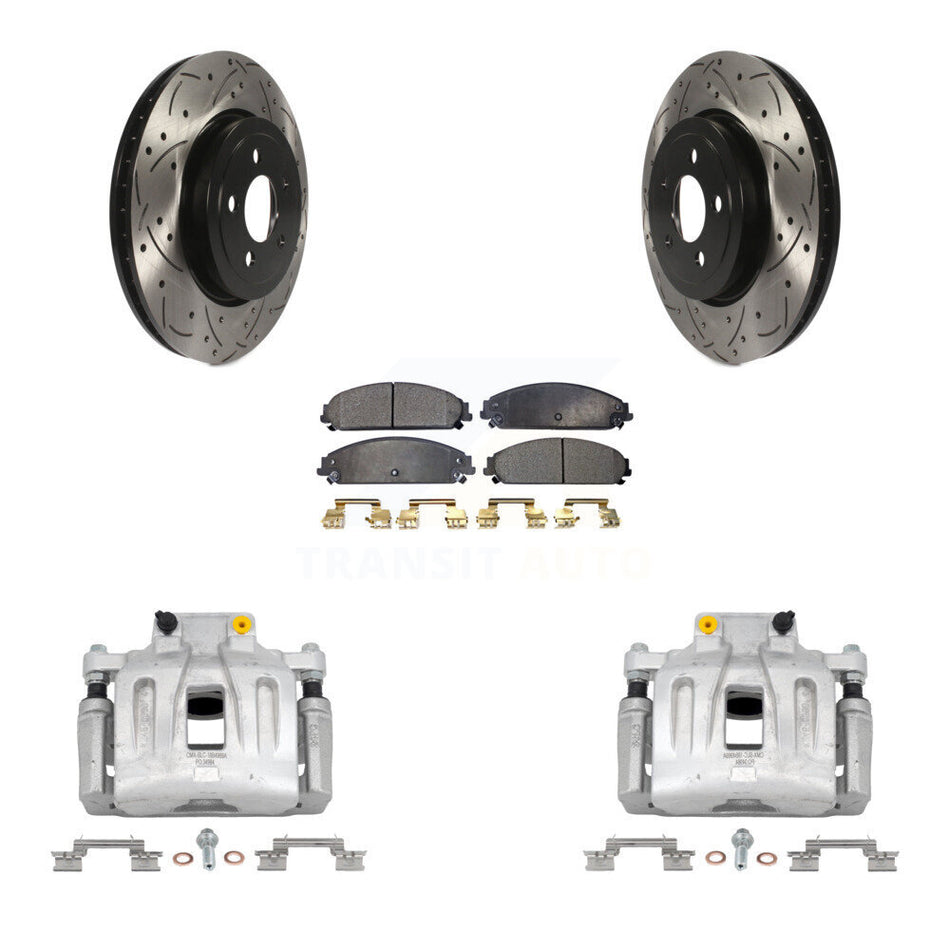 Front Brake Coated Caliper Drill Slot Rotor Semi-Metallic Pad Kit For Chrysler 300 Dodge KCD-100125P