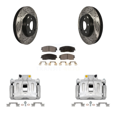 Front Brake Coated Caliper Drill Slot Rotor Semi-Metallic Pad Kit For Chrysler 300 Dodge KCD-100126P