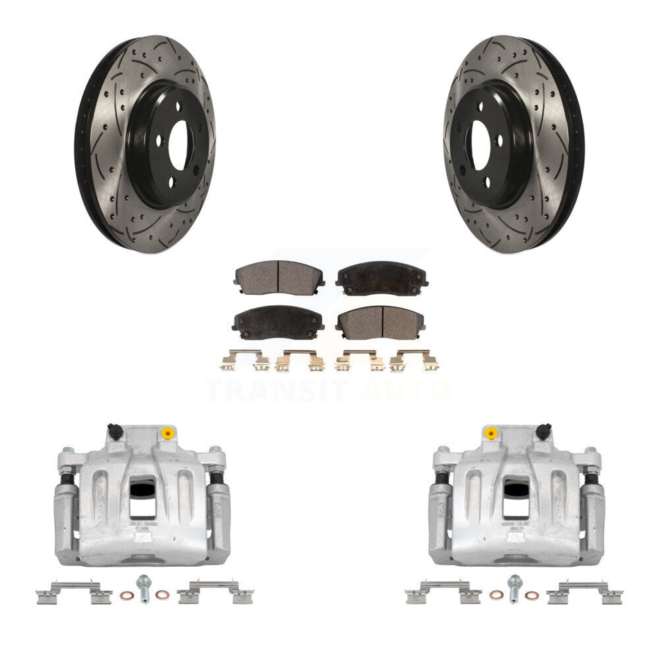 Front Brake Coated Caliper Drill Slot Rotor Semi-Metallic Pad Kit For Chrysler 300 Dodge KCD-100126P