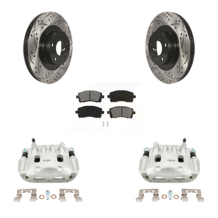 Front Brake Caliper Drilled Slot Rotor Semi-Metallic Pad Kit For Subaru Impreza To 06 02 KCD-100126S
