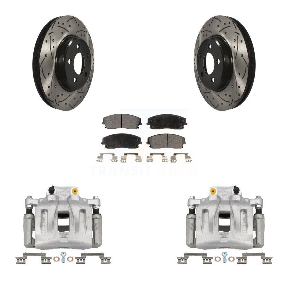 Front Brake Coat Caliper Drill Slot Rotor Ceramic Pad Kit For Dodge Chrysler 300 Charger KCD-100126T