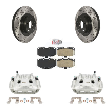 Front Brake Coated Caliper Drill Slot Rotors Ceramic Pad Kit For 2008 Subaru Impreza WRX KCD-100127N