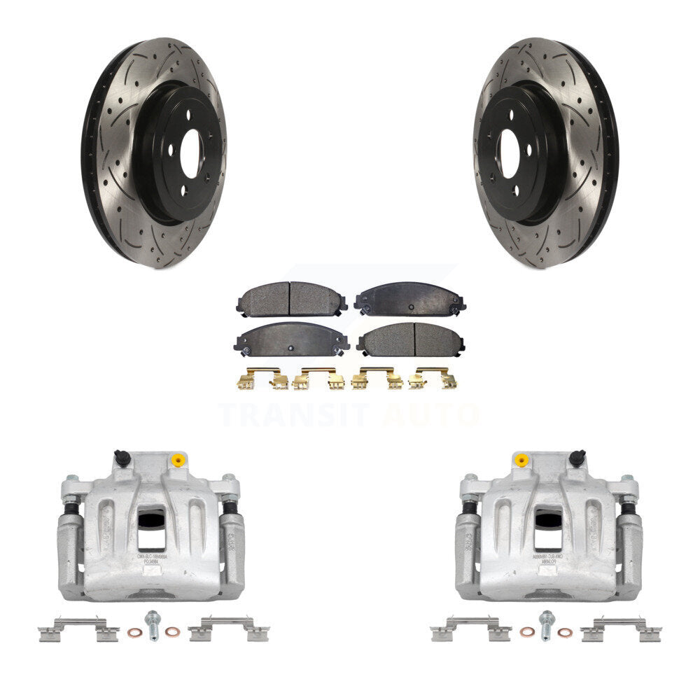 Front Brake Coat Caliper Drill Slot Rotor Ceramic Pad Kit For Chrysler 300 Dodge Charger KCD-100127T