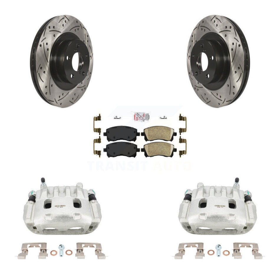 Front Brake Caliper Drill Slot Rotors Ceramic Pad Kit For 03 Subaru Impreza WRX To 06 02 KCD-100128N