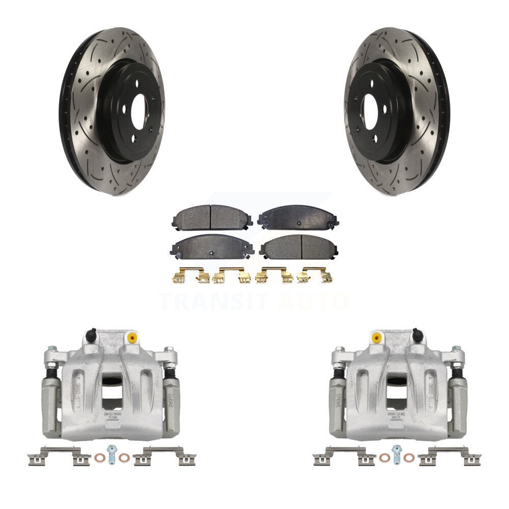 Front Brake Caliper Drill Slot Rotor Semi-Metallic Pad Kit For Chrysler 300 Dodge Magnum KCD-100128P