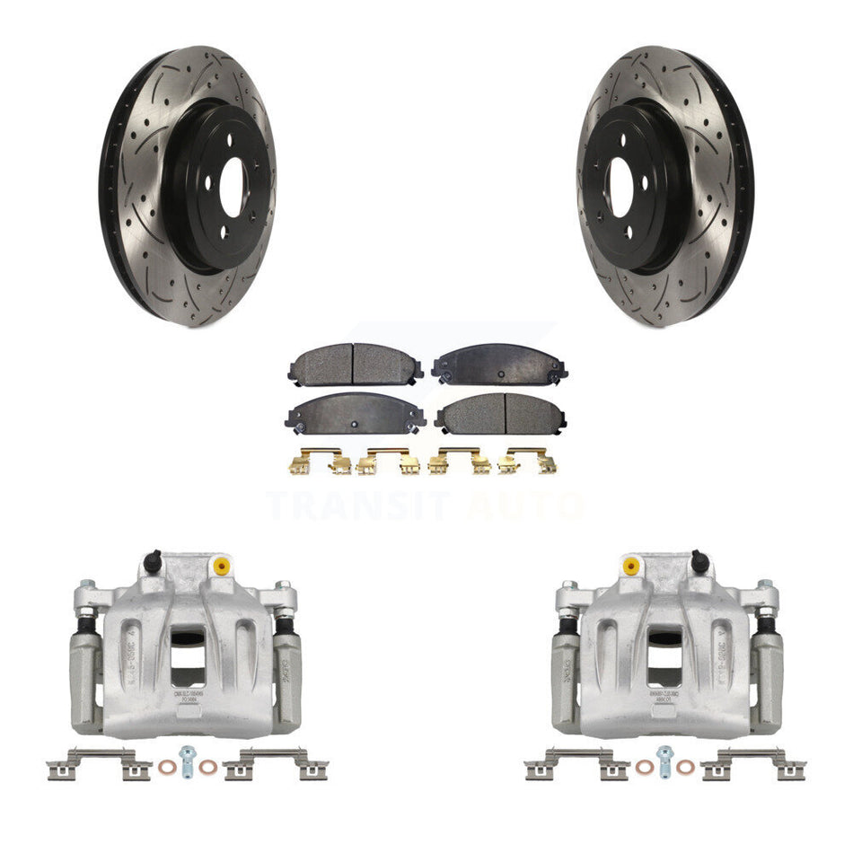 Front Brake Caliper Drill Slot Rotor Semi-Metallic Pad Kit For Chrysler 300 Dodge Magnum KCD-100128P