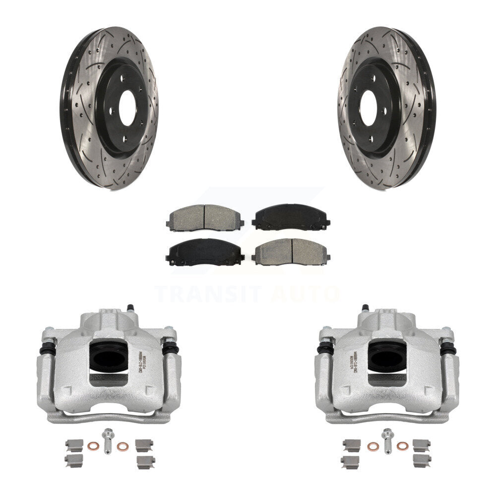 Front Brake Caliper Drill Slot Rotor Semi-Metallic Pad Kit For Volkswagen Routan Ram C/V KCD-100129S