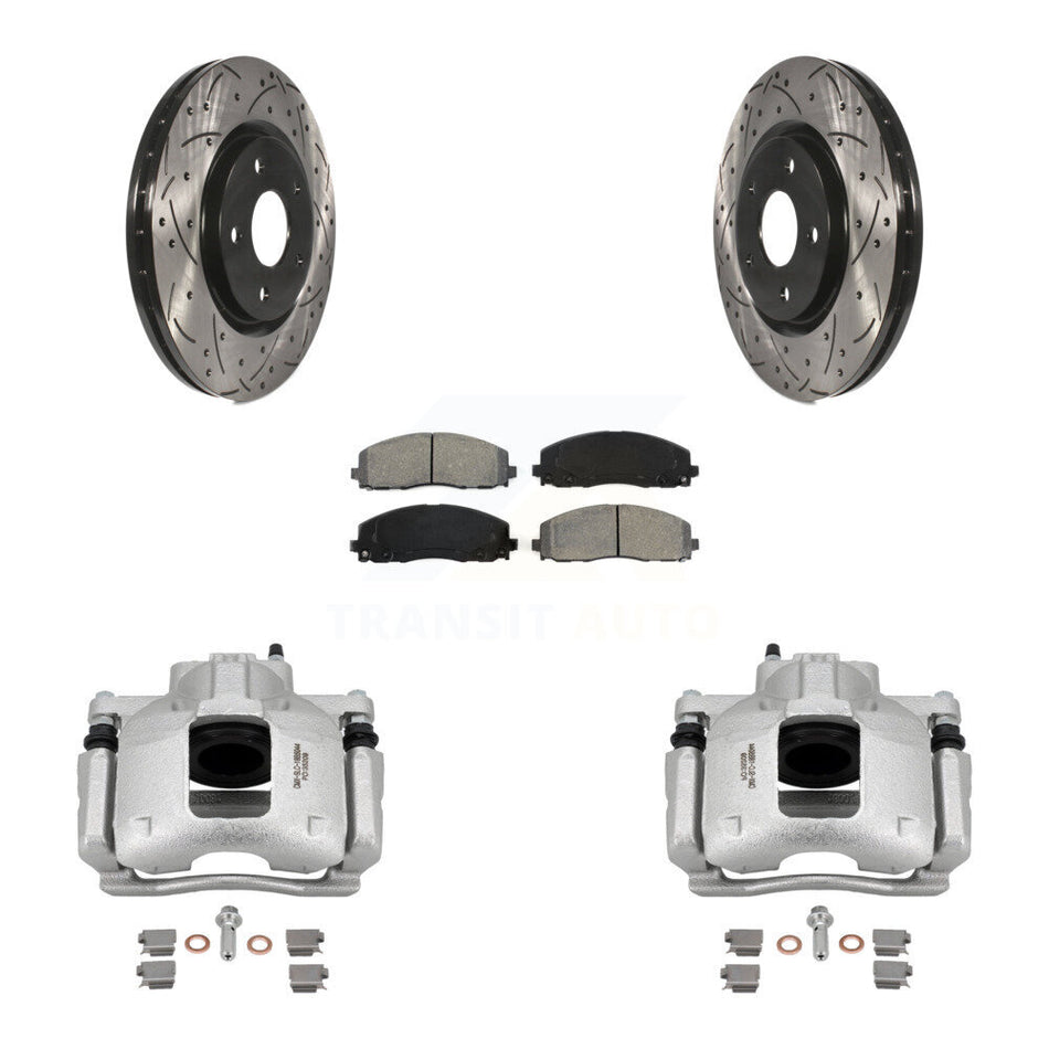 Front Brake Caliper Drill Slot Rotor Semi-Metallic Pad Kit For Volkswagen Routan Ram C/V KCD-100129S