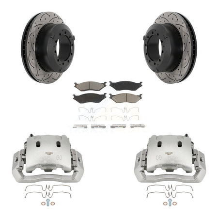 Front Brake Coated Caliper Drill Slot Rotors Ceramic Pad Kit For International TerraStar KCD-100131C