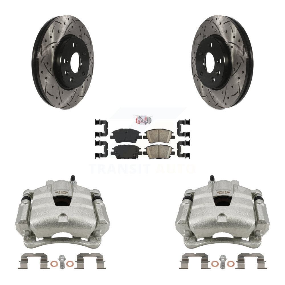 Front Brake Caliper Drill Slotted Rotor Ceramic Pad Kit For Chevrolet Cruze Bolt EV Volt KCD-100132N