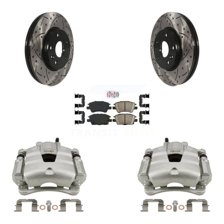 Front Brake Caliper Drill Slotted Rotor Ceramic Pad Kit For Chevrolet Cruze Bolt EV Volt KCD-100132N
